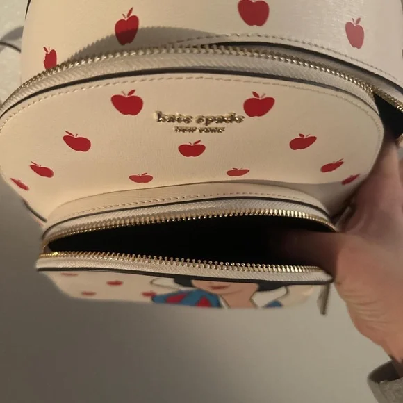 Kate Spade Beige Backpack with Snow White and Red Apples